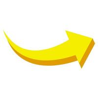 Curved yellow arrow isolated on white background. Arrow icon. Vector illustration isolated.