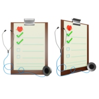 3D rendering of health check sheet with stethoscope and heart beat sign, patient information for doctor png