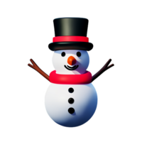 christmas 3d snowman with black hat illustration png