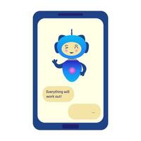 Chatbot on the phone. Virtual assistant, artificial intelligence. Vector