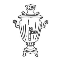 Russian samovar. Traditional Russian culture. Vector doodle
