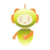 Chatbot or robot bows politely with smile. Vector