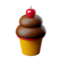 chocolate cupcake with cherry 3d sweets icon png