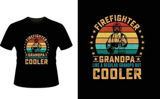 Firefighter Grandpa Like a Regular Grandpa But Cooler or Grandfather tshirt design or Grandfather day t shirt Design vector