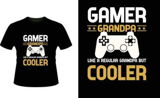 Gamer Grandpa Like a Regular Grandpa But Cooler or Grandfather tshirt design or Grandfather day t shirt Design vector