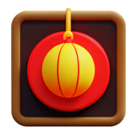 chinese new year icon square lantern 3d render png