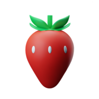 strawberry 3d rendering icon illustration png