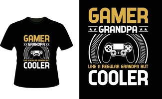 Gamer Grandpa Like a Regular Grandpa But Cooler or Grandfather tshirt design or Grandfather day t shirt Design vector
