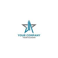 JA in Star Logo Design Vector