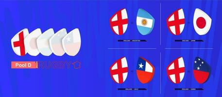 Rugby team of England all matches icon in pool A of international rugby tournament. vector