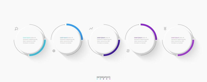 plantilla de diseño de etiquetas infográficas vectoriales con iconos y 5 opciones o pasos. se puede utilizar para diagramas de proceso, presentaciones, diseño de flujo de trabajo, banner, diagrama de flujo, gráfico de información. vector