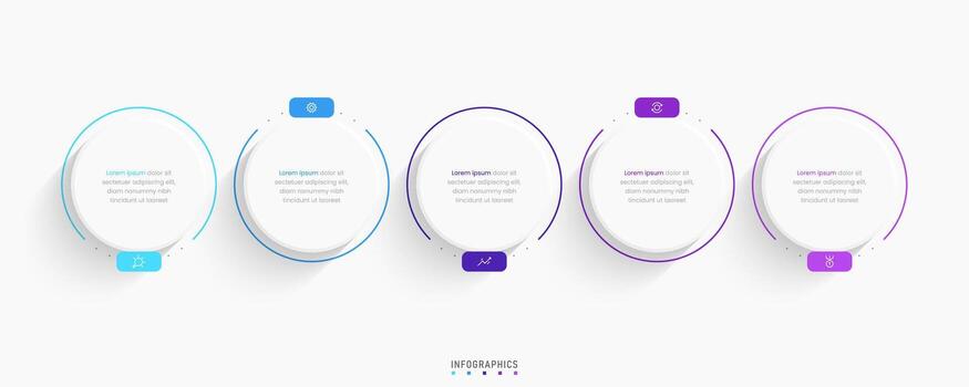 plantilla de diseño de etiquetas infográficas vectoriales con iconos y 5 opciones o pasos. se puede utilizar para diagramas de proceso, presentaciones, diseño de flujo de trabajo, banner, diagrama de flujo, gráfico de información. vector
