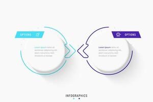 plantilla de diseño de etiquetas infográficas vectoriales con iconos y 2 opciones o pasos. se puede utilizar para diagramas de proceso, presentaciones, diseño de flujo de trabajo, banner, diagrama de flujo, gráfico de información. vector