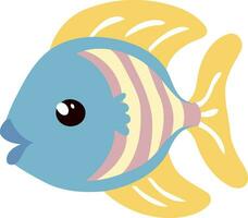 animal aquatic fish blue and yellow fluffy vector