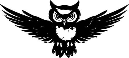 animal bird open-winged owl black and white vector