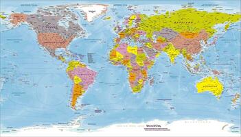 político mundo mapa alemán idioma Patterson proyección vector