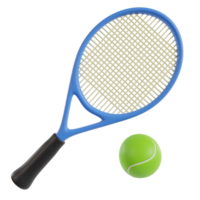 Sport equipment ,Blue Tennis racket and Yellow Tennis ball sports equipment isolated On White background PNG File.