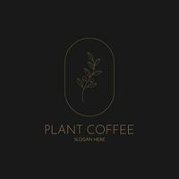 Plant coffee logo design line style, coffee logo label minimalist vector