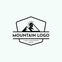 Vintage retro badge Mountain logo design creative idea vector