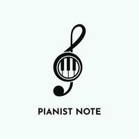 Piano logo design creative idea with note music symbol vector