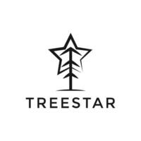 árbol estrella logo diseño modelo vector