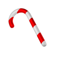 3d Christmas icon candy cane. Traditional xmas candy with red and white stripes. Santa caramel cane with striped pattern. Illustration transparent png