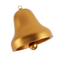 3d render icon of golden bell transparent png. Social media notice event reminder. Christmas toy png