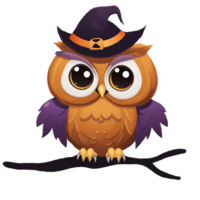 ai gegenereerd schattig uilen in halloween element png