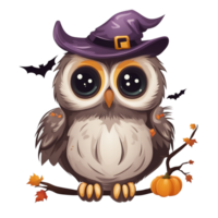 ai généré mignonne chouettes dans Halloween élément png