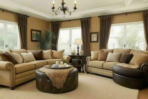 Traditional Living Room Style home interior. Pro Photo