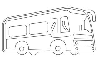 City bus. Editable outline sketch icon, bus driving on road vector illustration in line art style