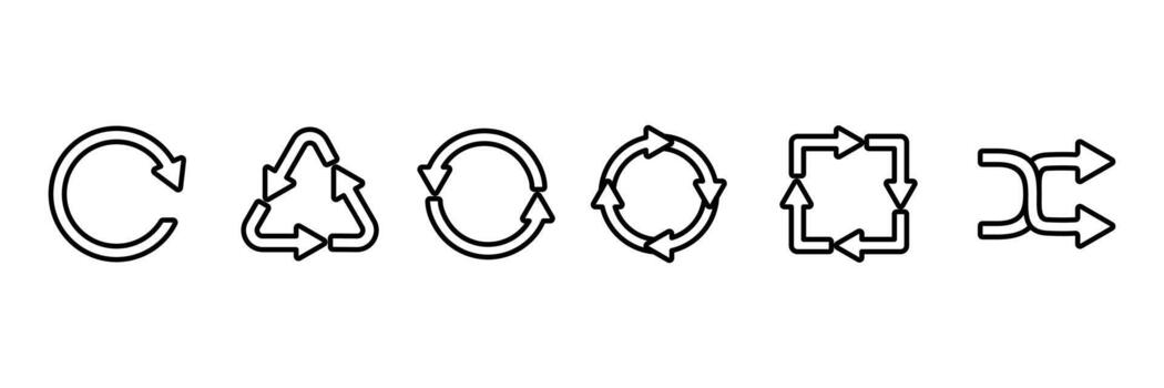 arrow set collection undo,recycle,refresh,loop,cycle,shuffle with isolated on white background vector