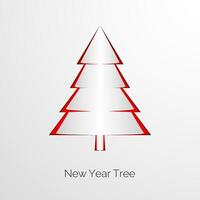 Paper New Year Tree. New Year Greeting Card Template. Origami ornament element. Winter Holiday Decoration. Vector