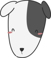 content sourire chien tête plat style dessin animé griffonnage png