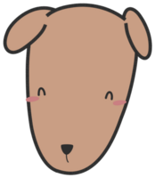 happy smile dog head flat style cartoon doodle png