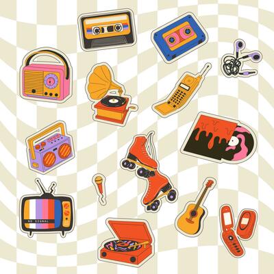 Retro stickers, isolated icon. Vector illustration design