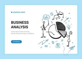 Presentation slide template banner image for website or app. Business analysis vector illustration. Modern flat and doodle style.