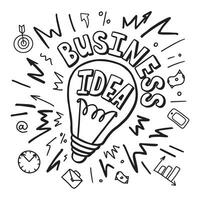 Creative business bulb idea. New idea, innovation and solution concepts. Generate idea vector doodle illustration.