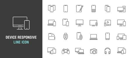 Simple set of device and responsive line icon. Isolated on white background vector