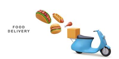 3d realistic food delivery service. Vector illustration.