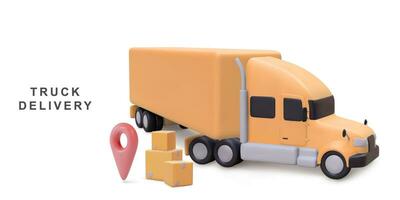 3d realistic delivery truck with box cargo. Vector illustration.