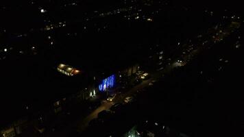 Aerial View of Illuminated Luton's  Residential Homes of England UK after Sunset During Night of Summer. video