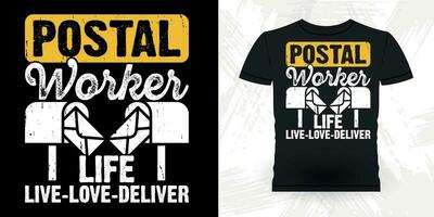 Funny Mailman Mail Retro Vintage Postal Worker T-shirt Design vector