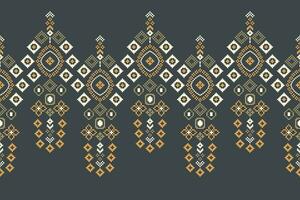 Ethnic geometric fabric pattern Cross Stitch.Ikat embroidery Ethnic oriental Pixel pattern silver gray background. Abstract,vector,illustration. Texture,clothing,frame,motifs,silk wallpaper. vector