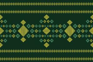 Ethnic Ikat fabric pattern geometric style.African Ikat embroidery Ethnic oriental pattern green background. Abstract,vector,illustration.Texture,clothing,frame,decoration,carpet,motif. vector