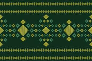 Ethnic Ikat fabric pattern geometric style.African Ikat embroidery Ethnic oriental pattern green background. Abstract,vector,illustration.Texture,clothing,frame,decoration,carpet,motif. vector