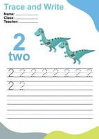 Trace and write number for children. Exercise for children to recognize the number. Educational worksheet for preschool. Vector file.