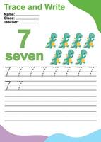 Trace and write number for children. Exercise for children to recognize the number. Educational worksheet for preschool. Vector file.