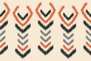 Ethnic Ikat fabric pattern geometric style.African Ikat embroidery Ethnic oriental pattern brown cream background. Abstract,vector,illustration.Texture,clothing,frame,decoration,carpet,motif. vector