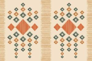 Ethnic Ikat fabric pattern geometric style.African Ikat embroidery Ethnic oriental pattern brown cream background. Abstract,vector,illustration.Texture,clothing,frame,decoration,carpet,motif. vector